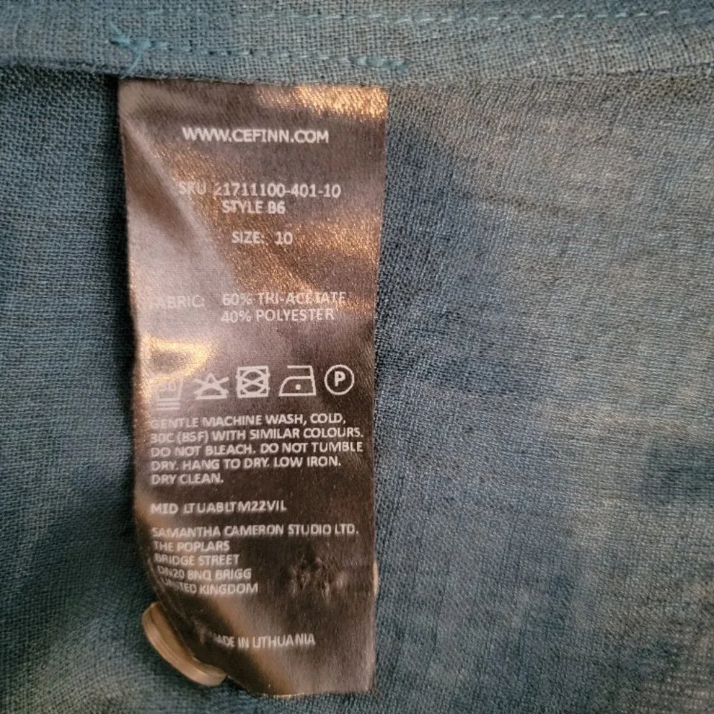 CEFINN Teal Blue Mock Neck Career Office Top Blouse - Size 10 Kate Middleton - Picture 16 of 16